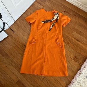 Vintage 60s mod orange knit dress size large